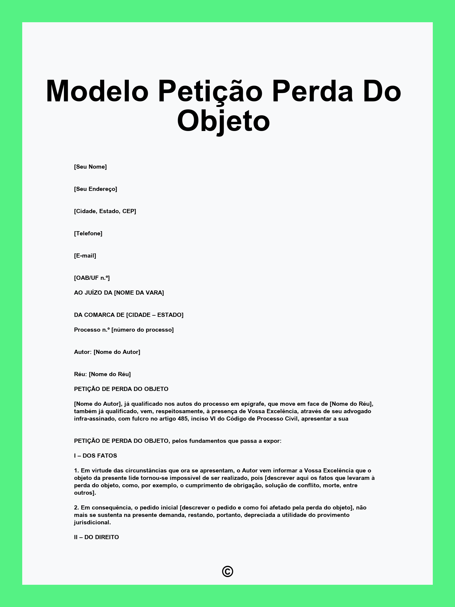 Modelo Petição Perda Do Objeto