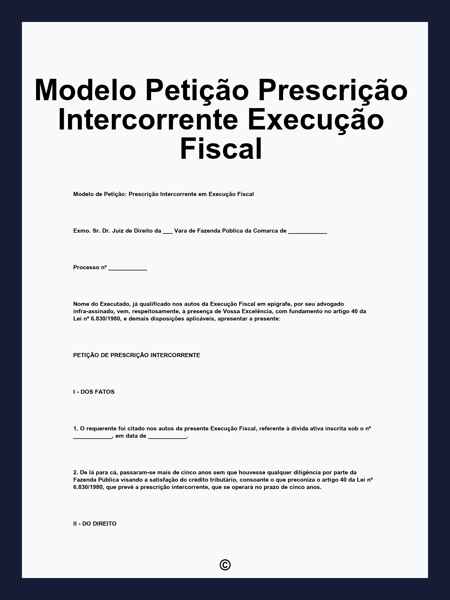 Modelo Petição Prescrição Intercorrente Execução Fiscal