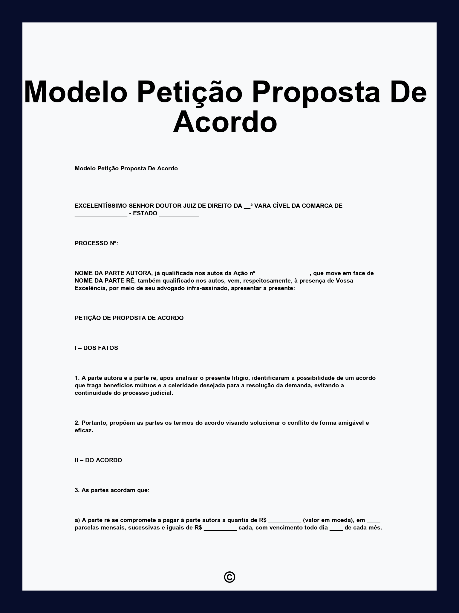 Modelo Petição Proposta De Acordo