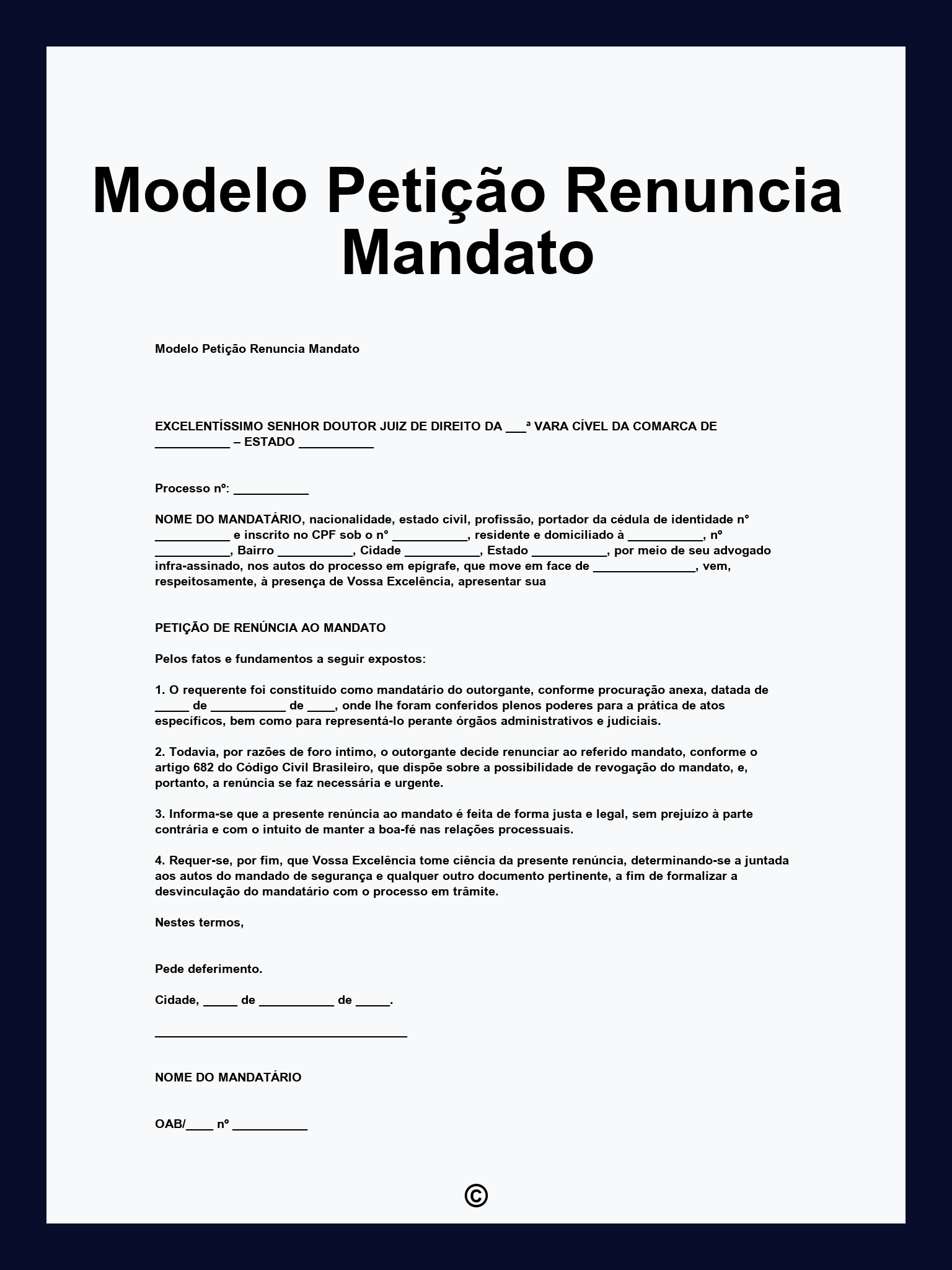 Modelo Petição Renuncia Mandato