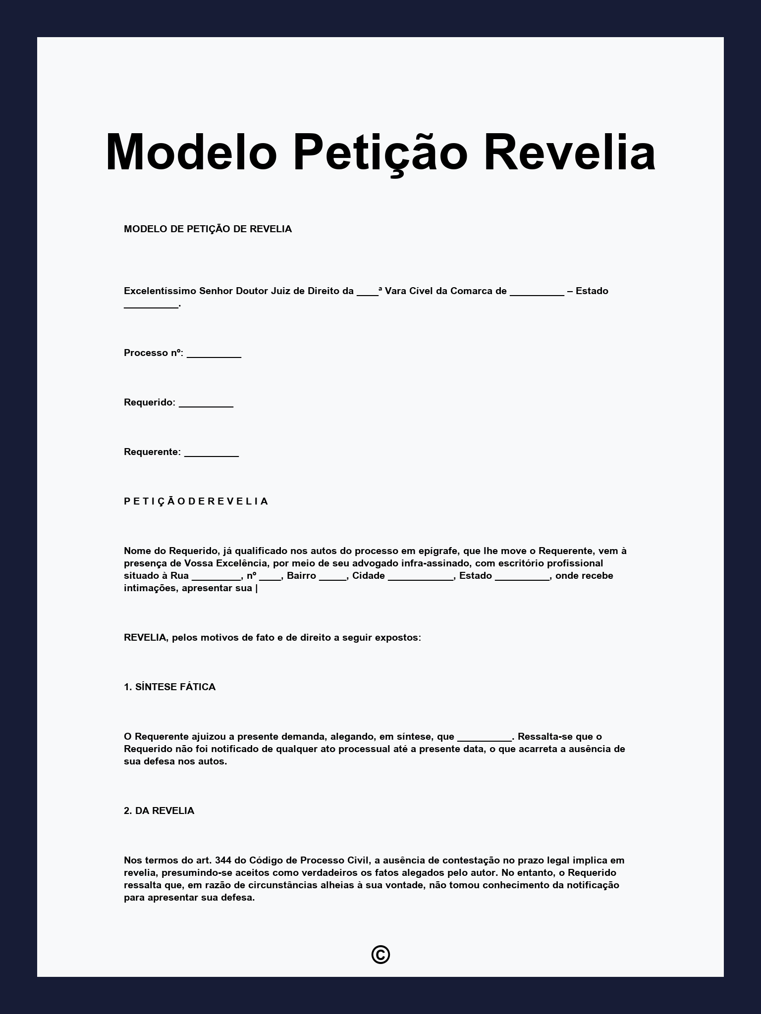 Modelo Petição Revelia