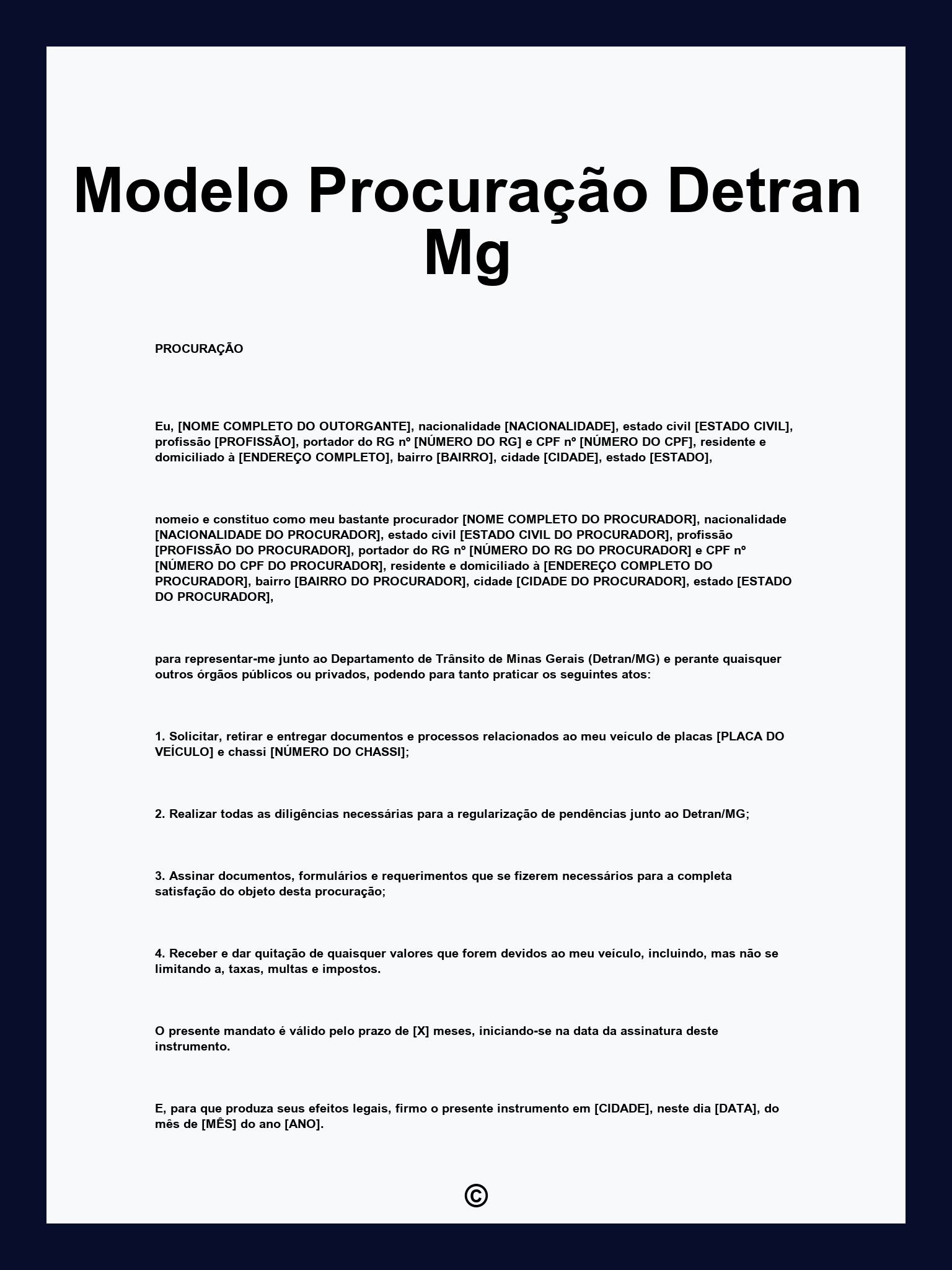 Modelo Procuração Detran Mg
