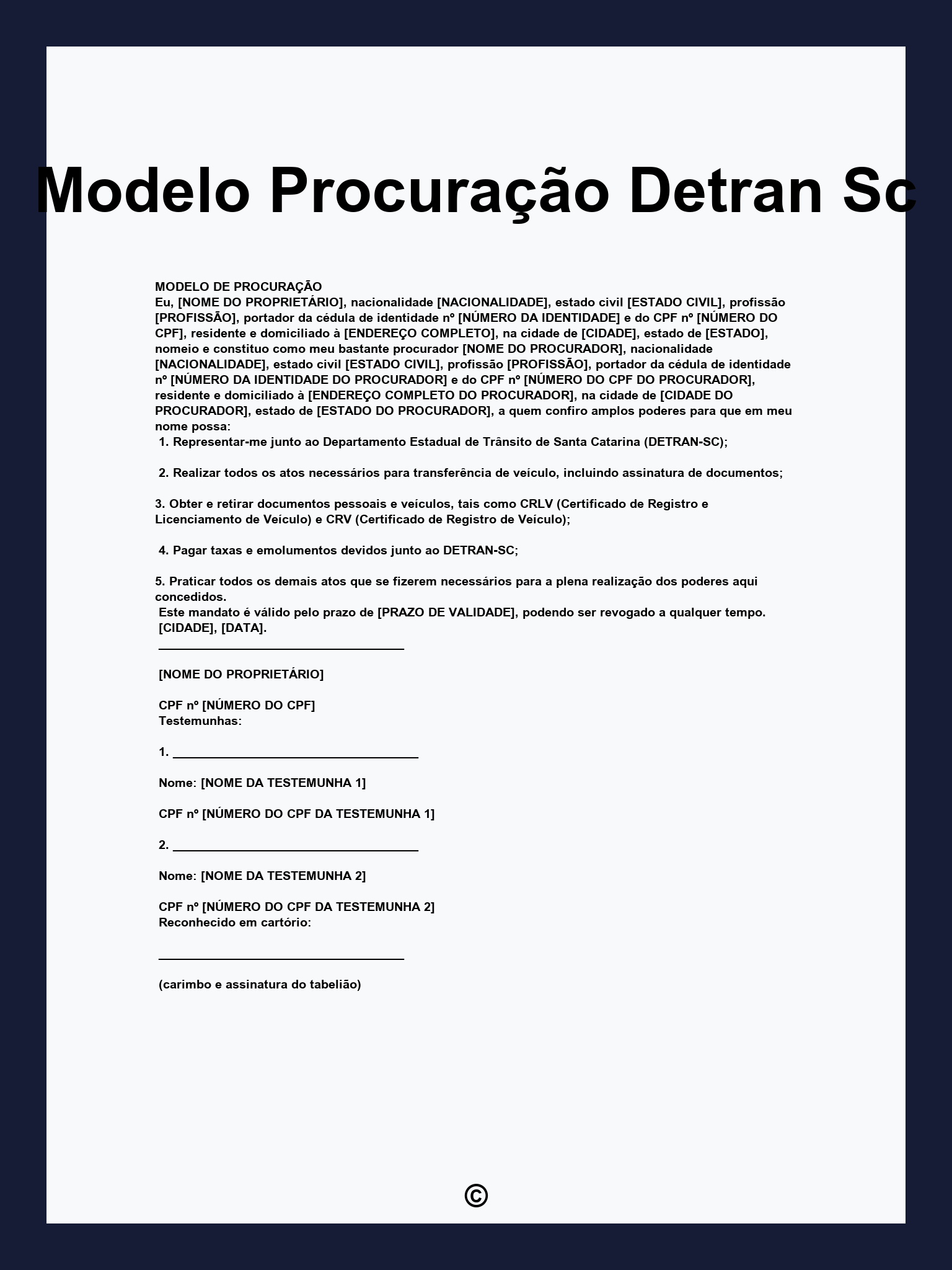 Modelo Procuração Detran Sc