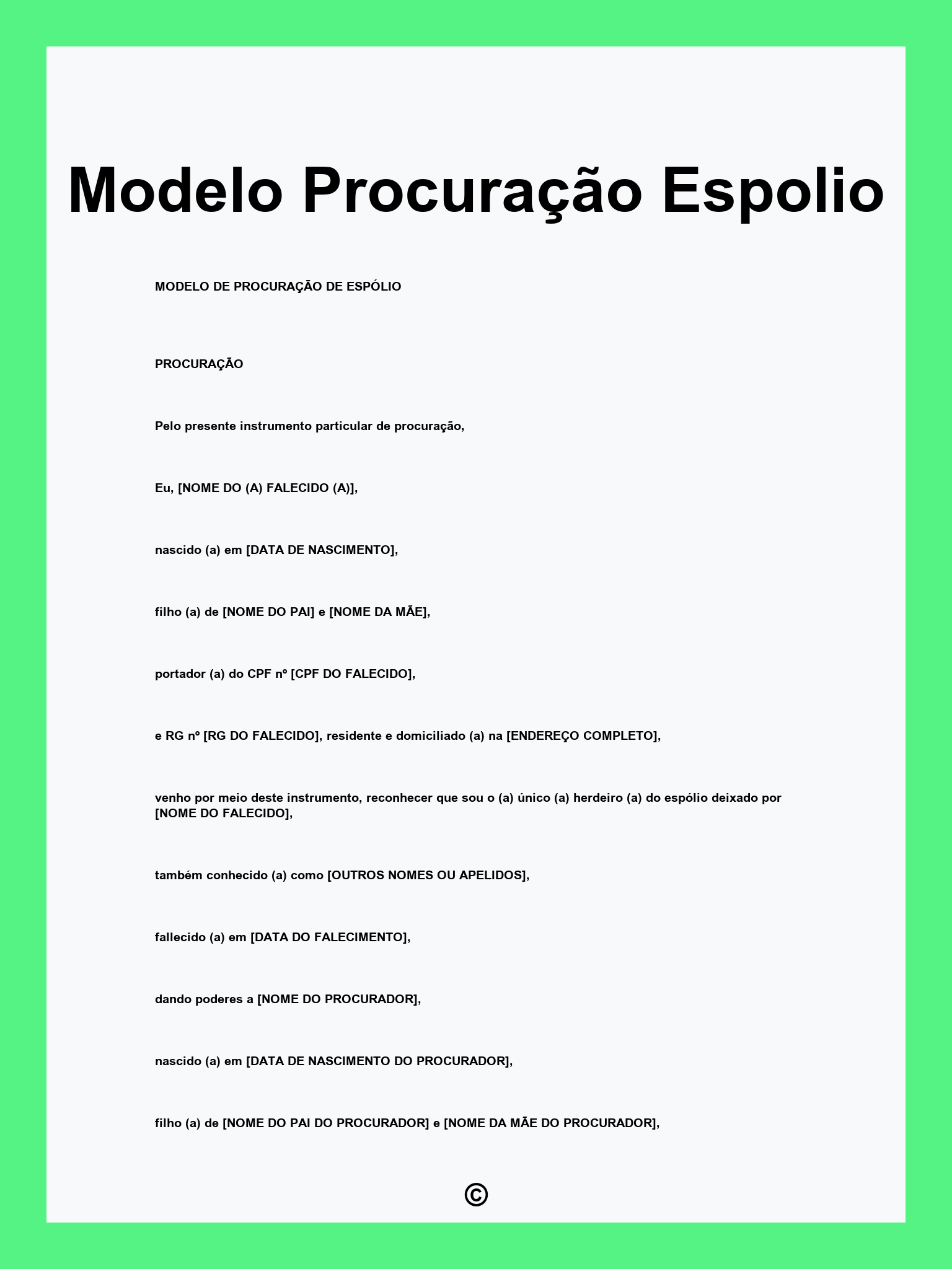 Modelo Procuração Espolio
