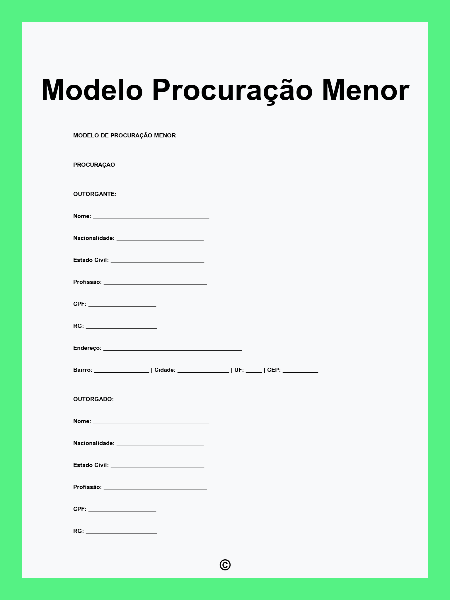 Modelo Procuração Menor
