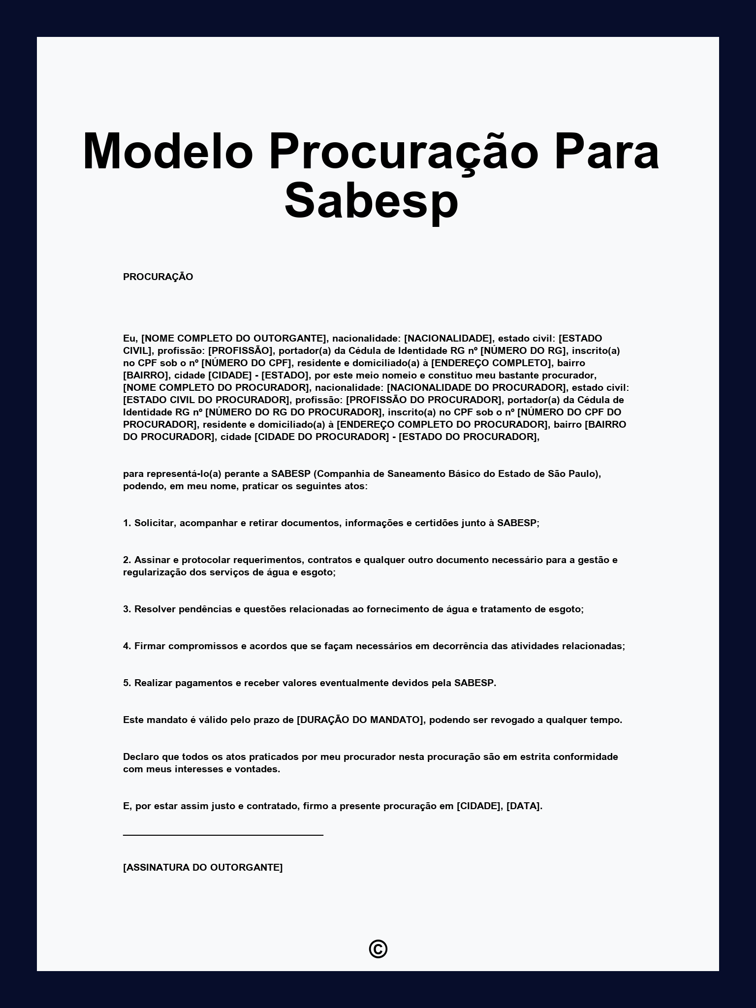 Modelo Procuração Para Sabesp