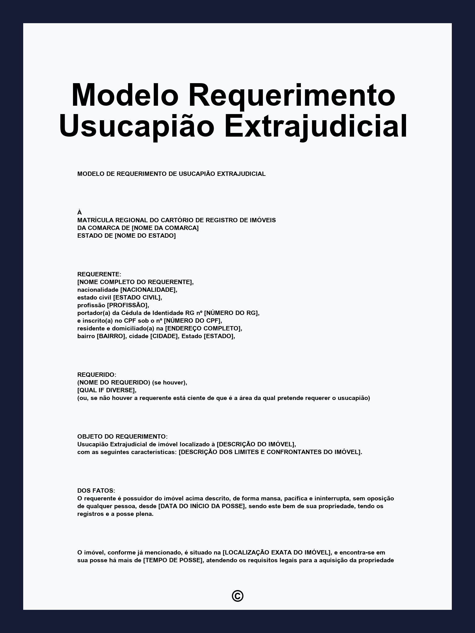 Modelo Requerimento Usucapião Extrajudicial