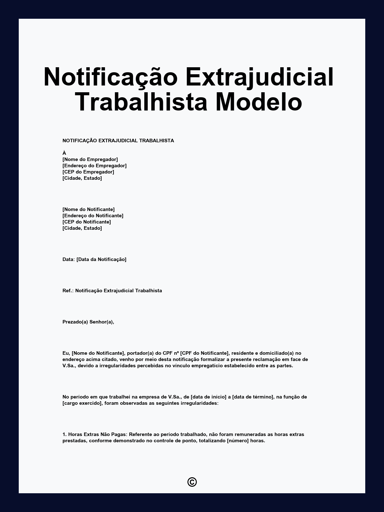 Notificação Extrajudicial Trabalhista Modelo
