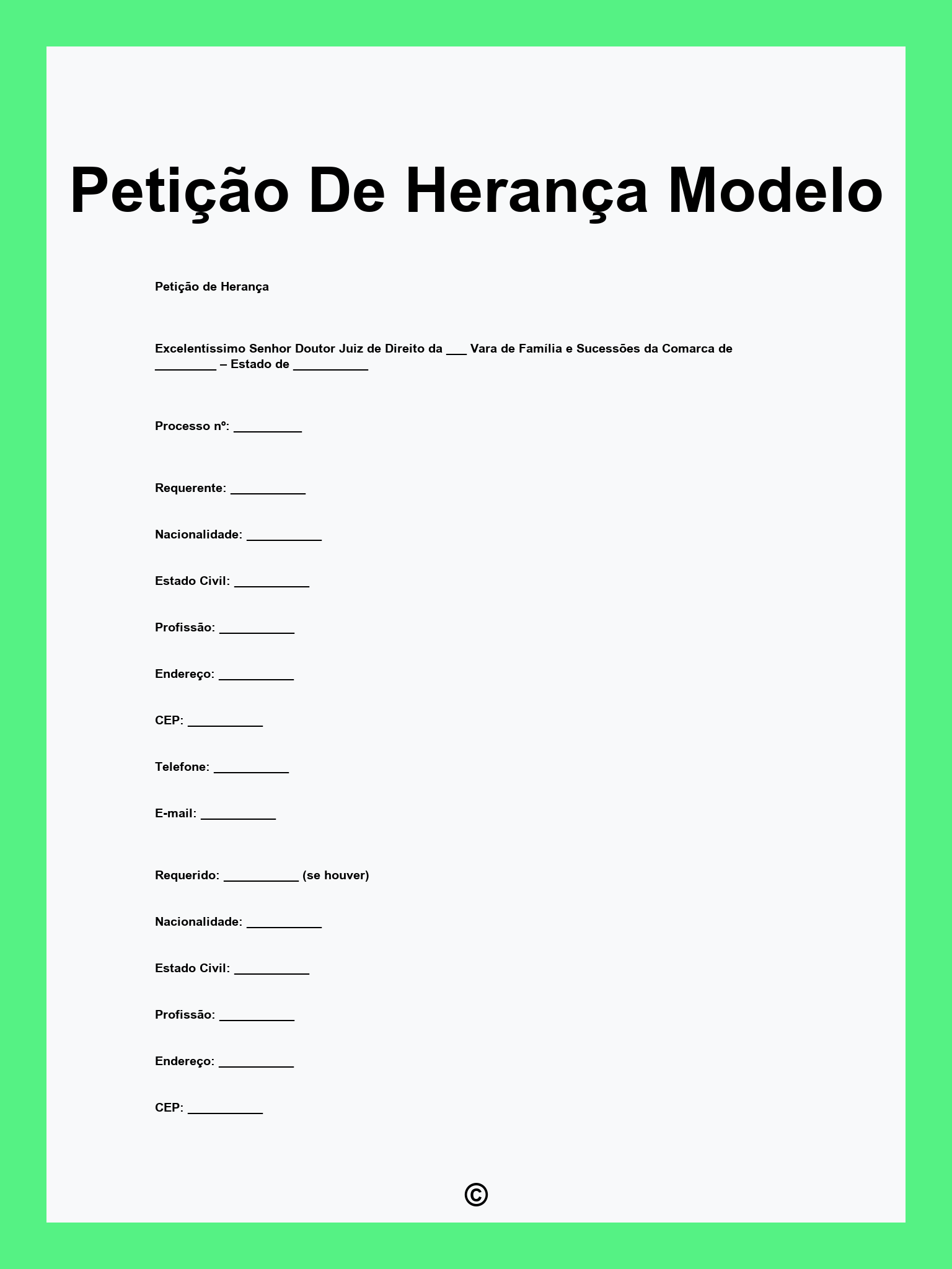 Petição De Herança Modelo